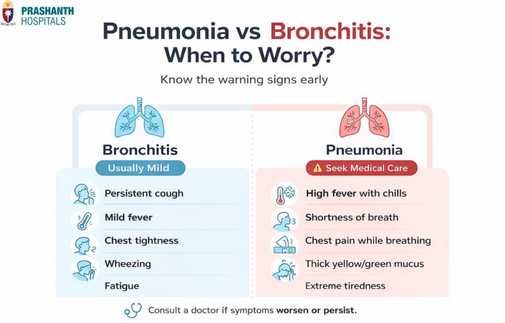 Pneumonia vs Bronchitis | Prashanth Hospitals
