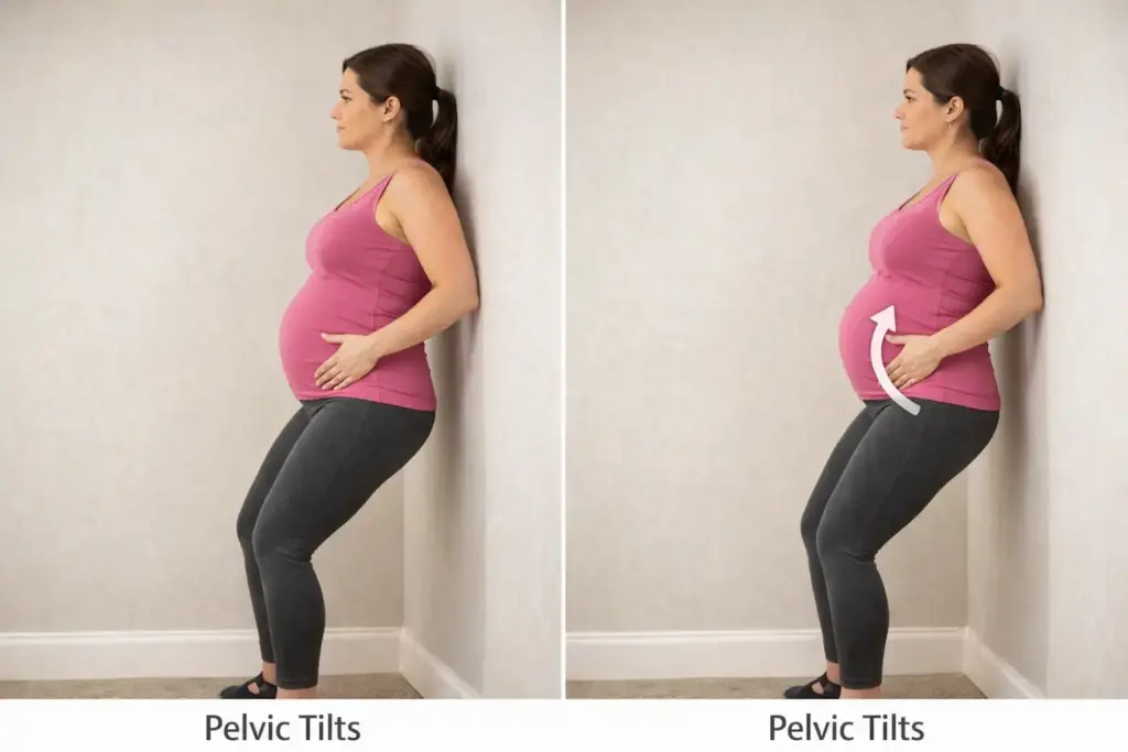 Pelvic Tilts (Wall Support) | pregnancy exercises at home
